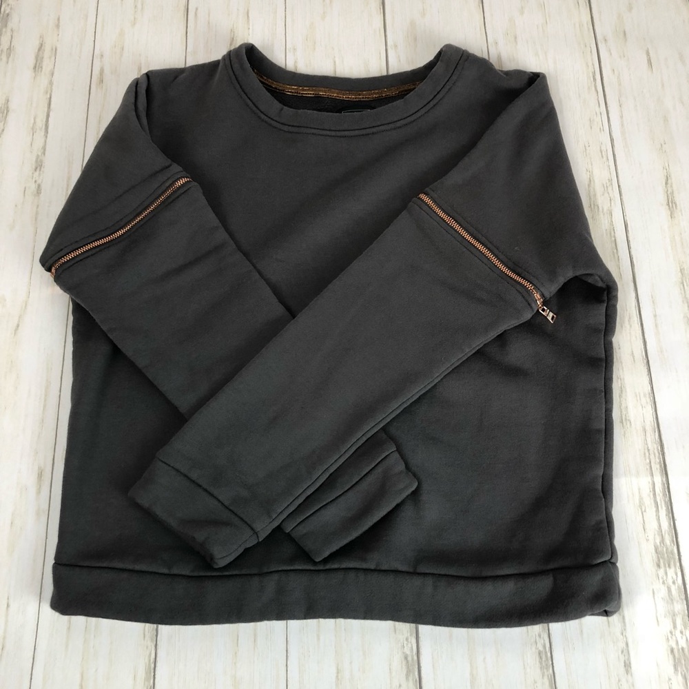 lime & vine zipper sleeve sweatshirt, cropped